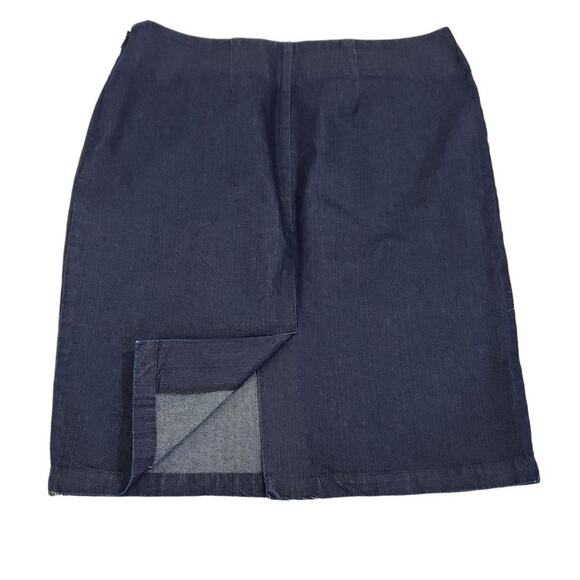 Garnet Hill dark wash jean skirt knee length woman's size 8 petite - Picture 4 of 8